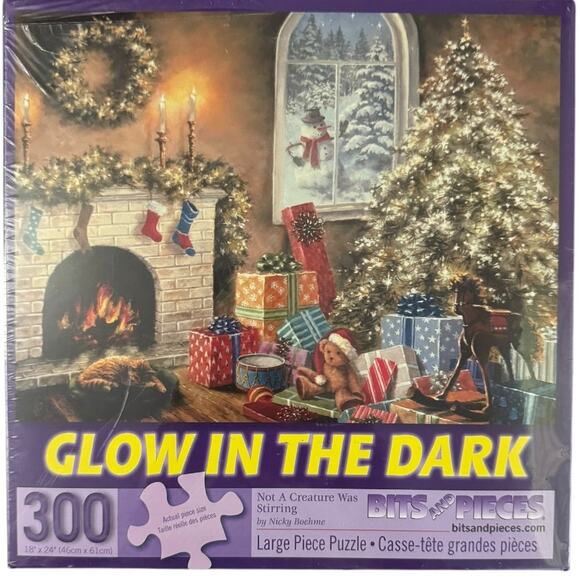 Bits & Pieces Glow in the Dark Not a Creature Was Stirring Holiday Puzzle - Picture 1 of 3
